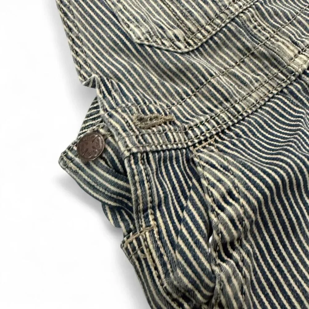 OshKosh B'gosh vintage railroad distressed striped denim overalls Size 24 months